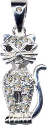 Anhnger Katze mit Zirkonia Silber